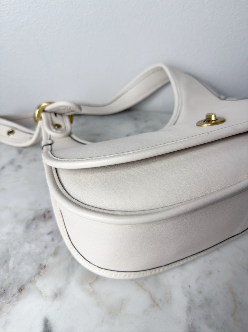 Coach Originals Cashin Carry Crescent Bag Leather Chalk Brass CY923 NWOT - Picture 11 of 14